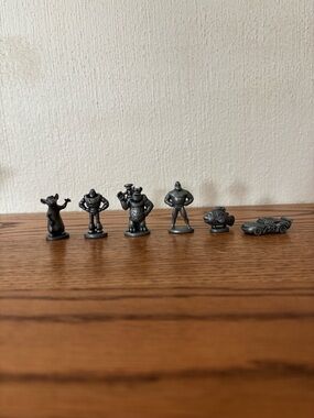 DISNEY PIXAR Monopoly 6 Pewter Gray Mini Character Figurines Replacements